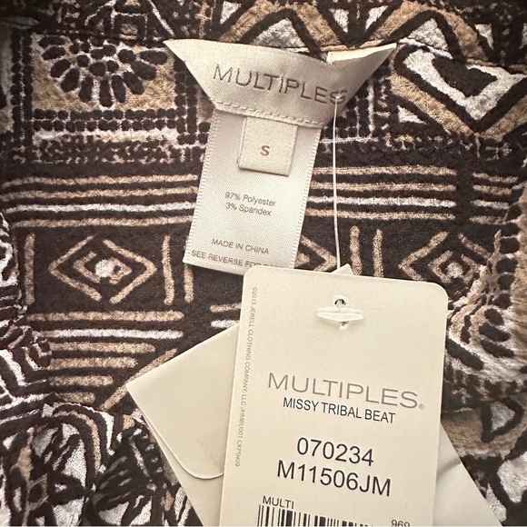 MULTIPLES Missy Tribal Beat Button-Up Blouse – Size Small - Picture 4 of 7
